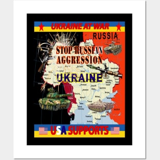 Ukraine - Ukraine at War - USA Supports - Map - TALL X 300 Posters and Art